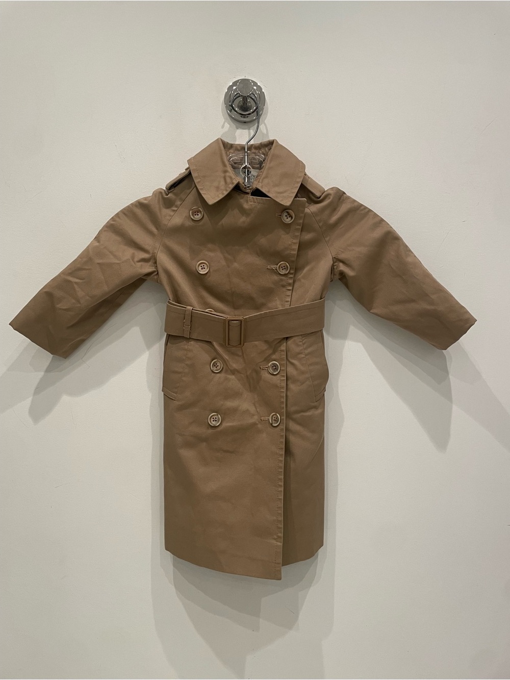 Classic Kids Double-Breasted Coat in Tan